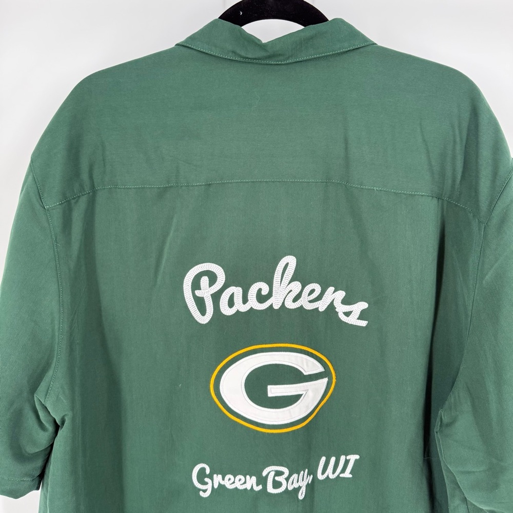 Green Bay Packers Button Up Camp Bowling Shirt NFL Apparel Embroidered Logo XXL - Picture 8 of 13
